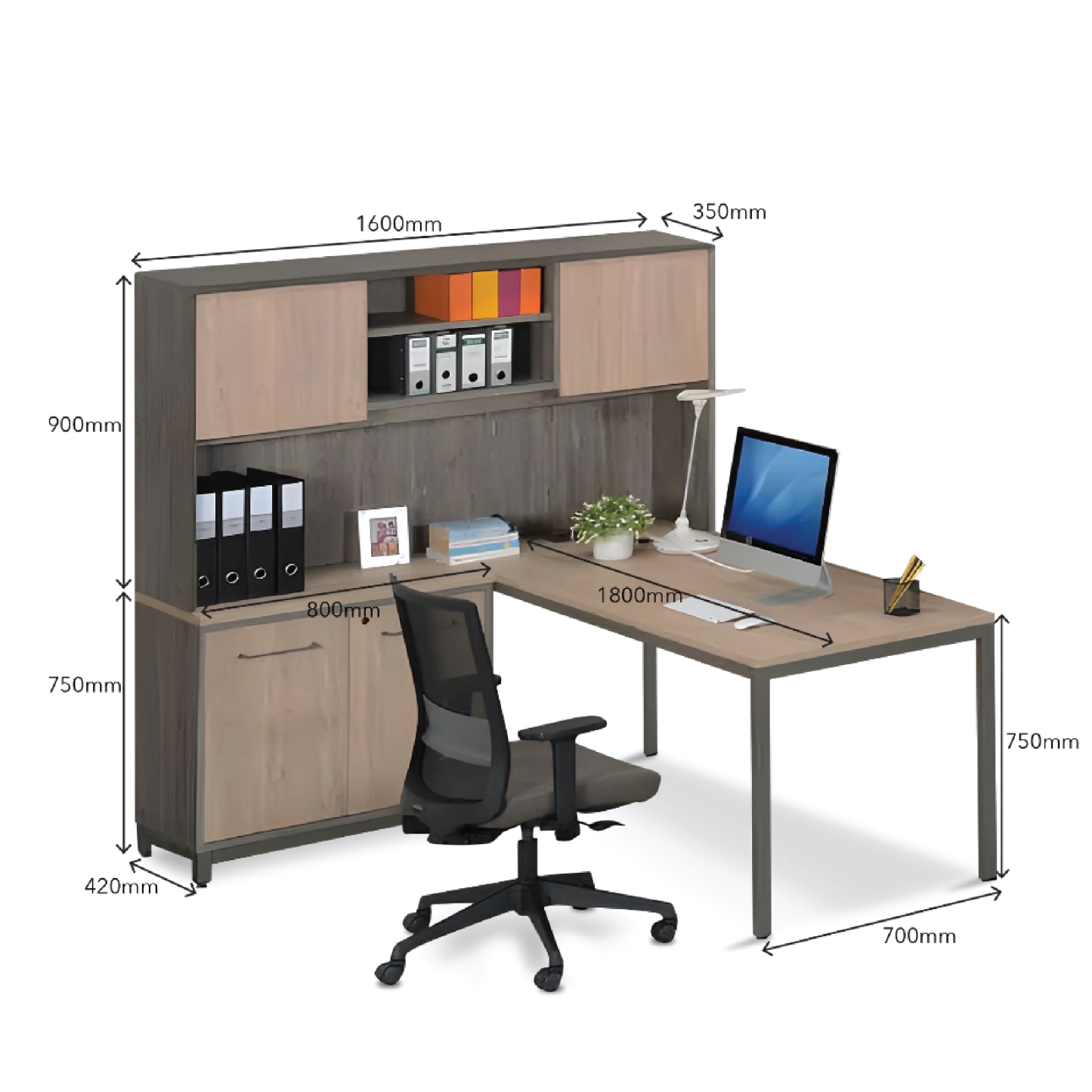 (MIX7) Managerial Office Table Set with Side High Cabinet