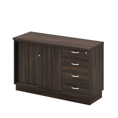 Sliding Door + Fixed Pedestal 4 Drawer Low Cabinet (Q)