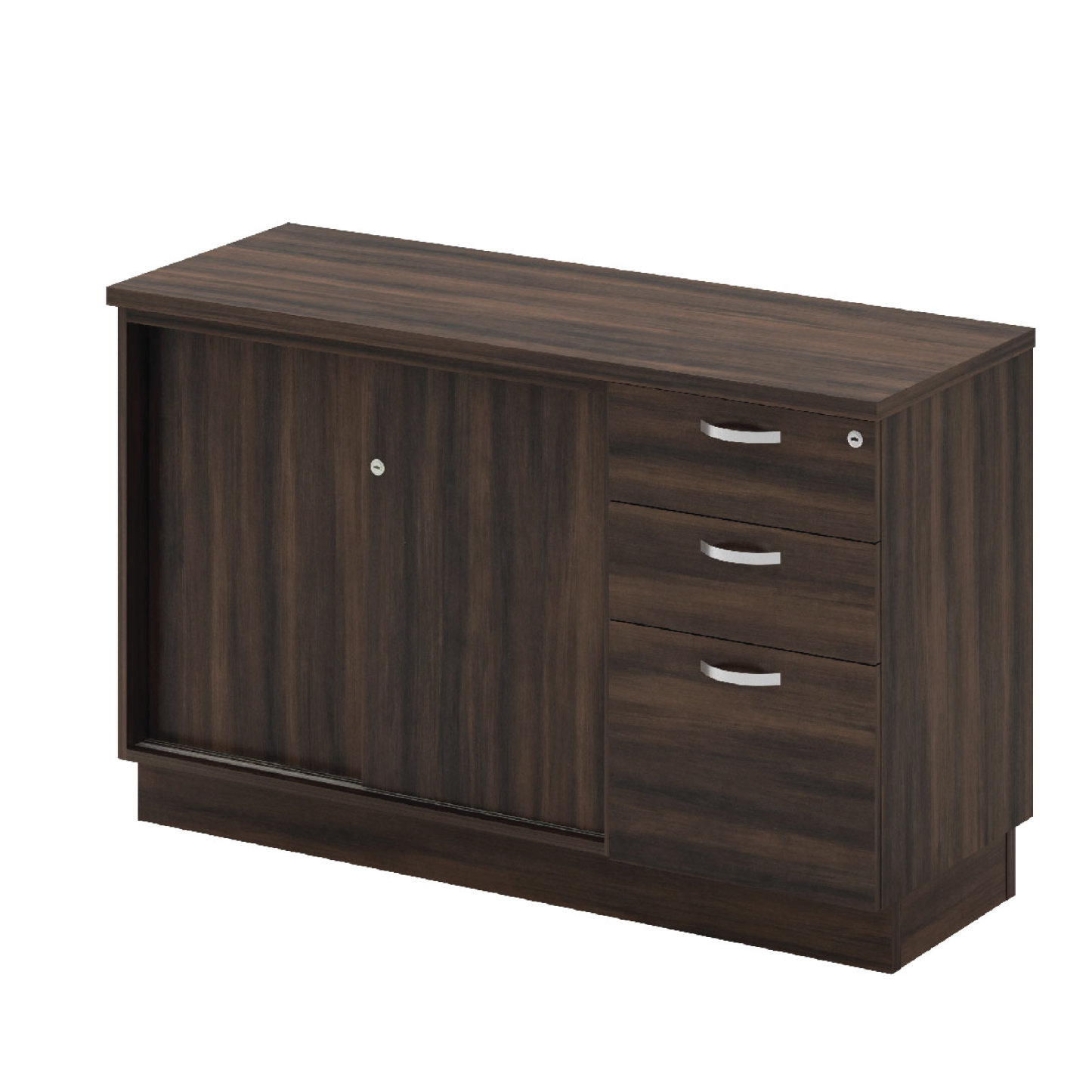 Sliding Door + Fixed Pedestal 2D1F Low Cabinet (Q)