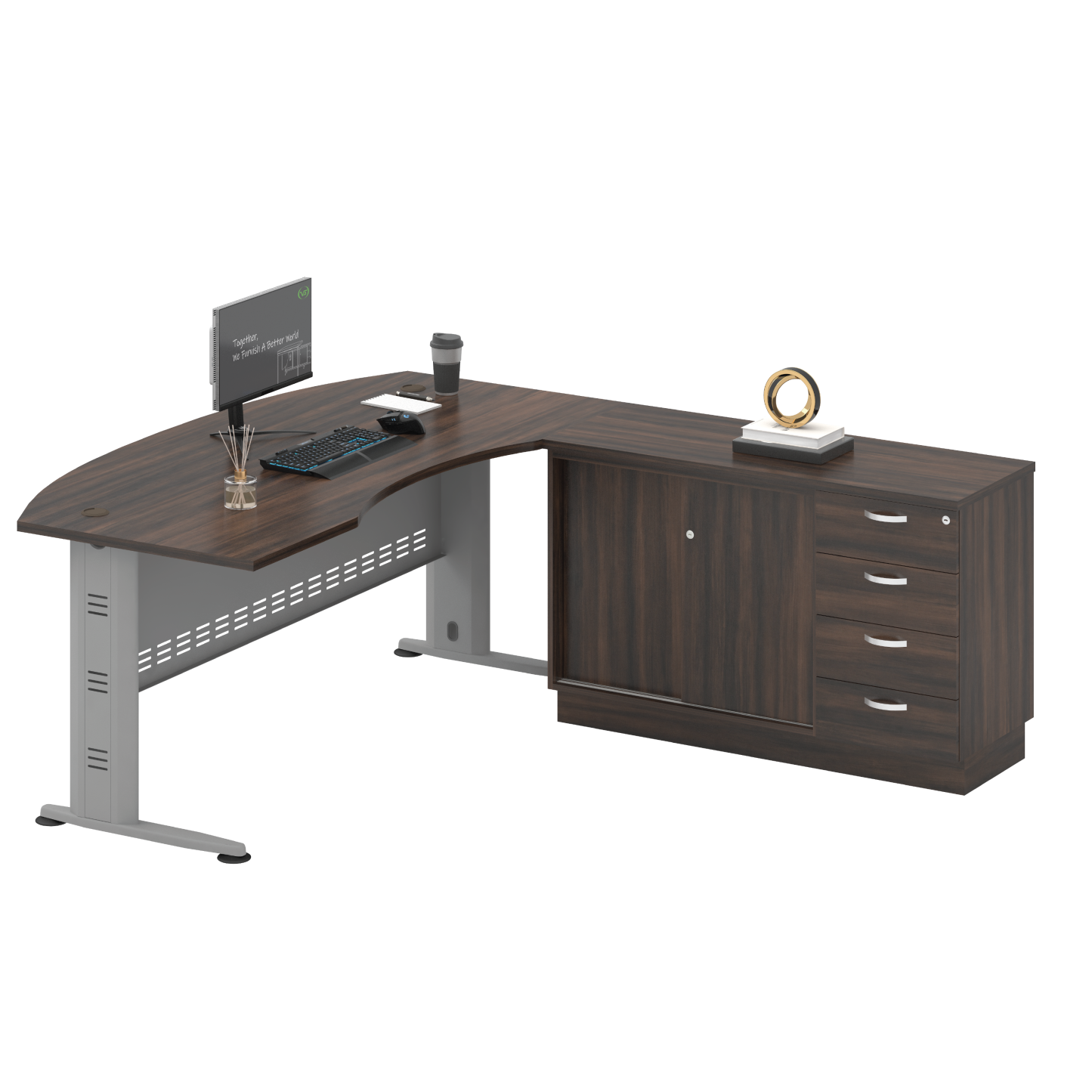 Managerial Office Table (Curved Top) Set (Q)