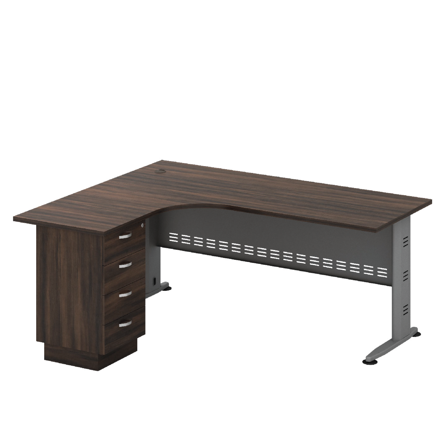 L-Shape Compact Table with Fixed Pedestal 4 Drawer (Q)