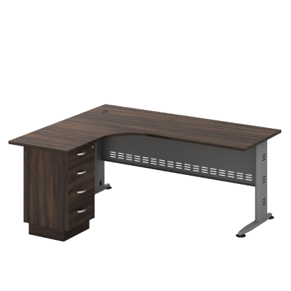 L-Shape Compact Table with Fixed Pedestal 4 Drawer (Q)