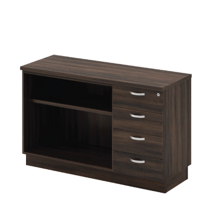 Open Shelf + Fixed Pedestal 4 Drawer  Low Cabinet (Q)