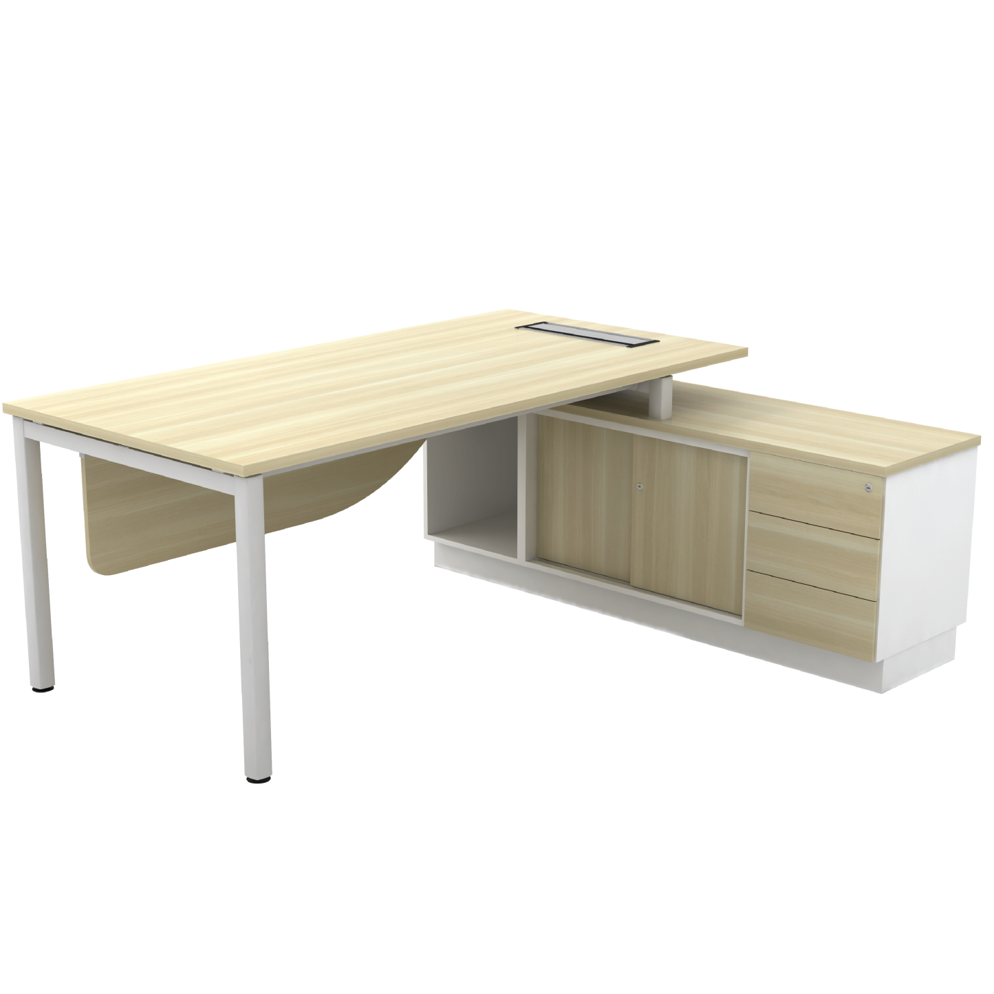 Director Table Set with Side Cabinet 3 Drawer + Swing Door + Sliding Door (SL)