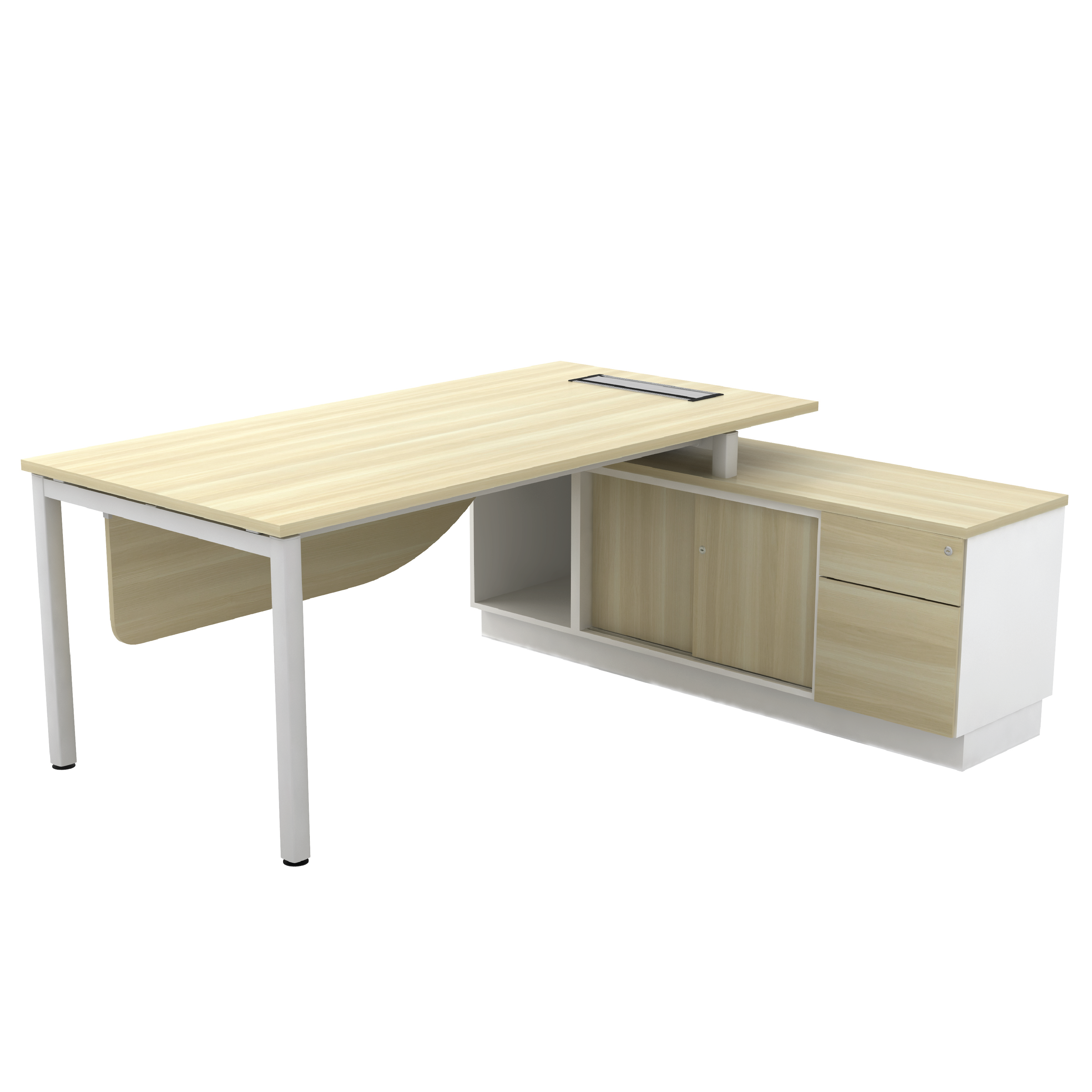 Director Table Set with Side Cabinet - 1D1F Drawer + Swing Door + Sliding Door (SL)
