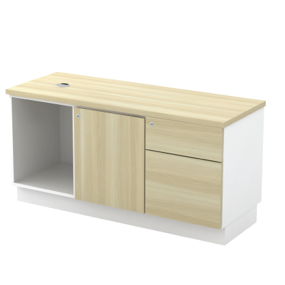 Open Shelf + Swinging Door + Fixed Pedestal 1 Drawer + 1 File Drawer 1D1F (SL)