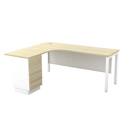 L-Shape Office Desk + 4D fixed pedestal - SL