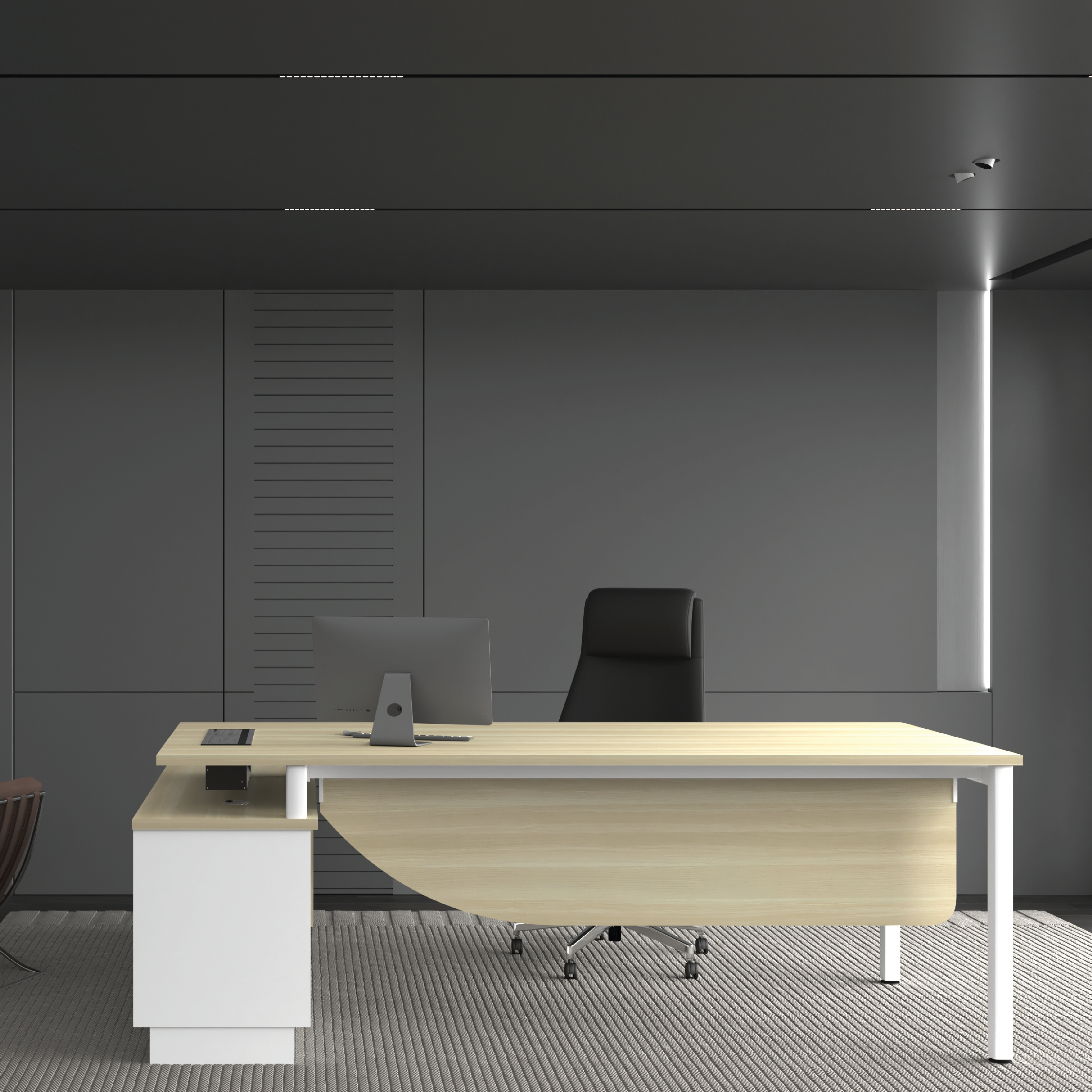 Director Table Set with Side Cabinet 3 Drawer + Swing Door + Sliding Door (SL)