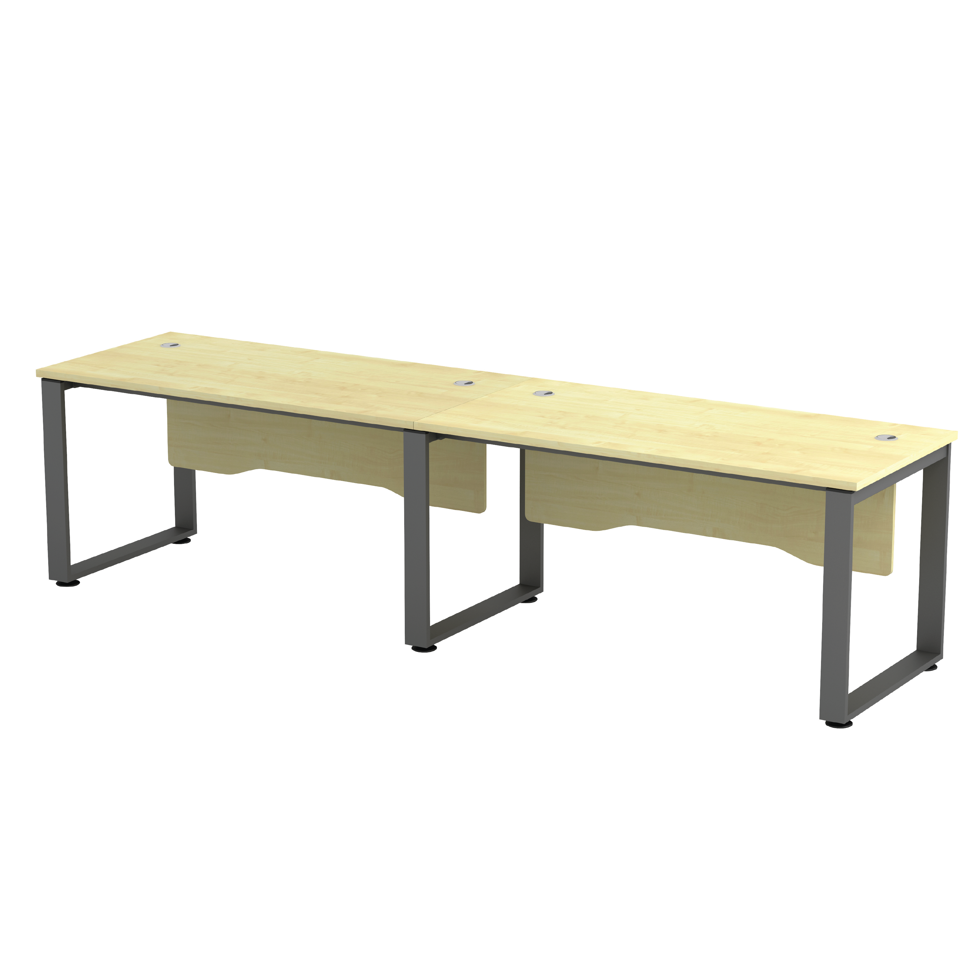 2 Seater Workstation with Wooden Modesty Panel