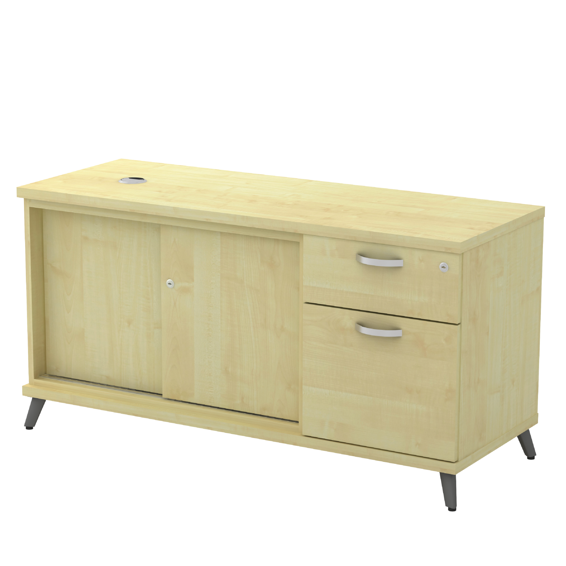 Side Cabinet - Sliding Door + Fixed Pedestal 1D1F (SQ)