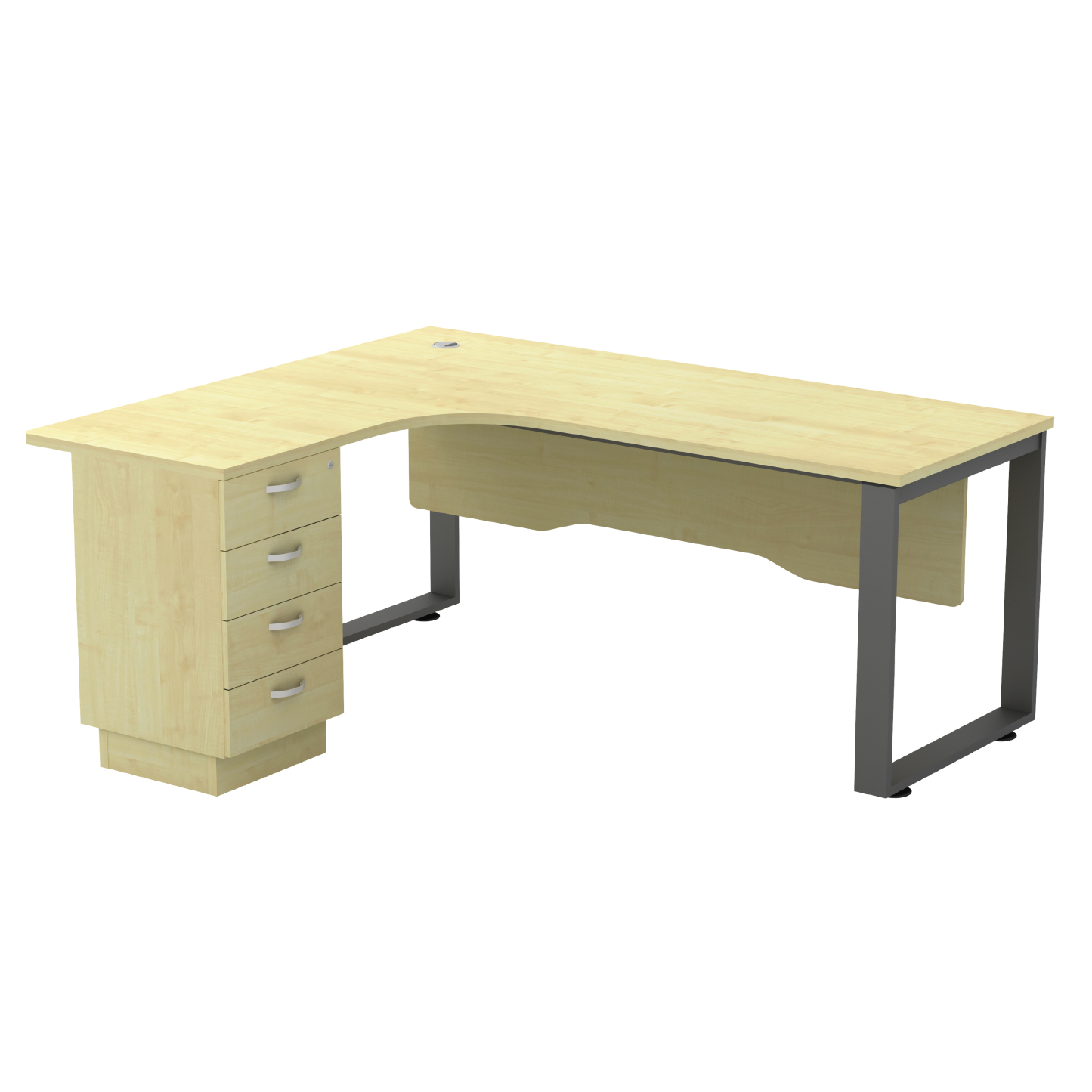 L-Shape Office Desk wth 4D Fixed Pedestal - SQ