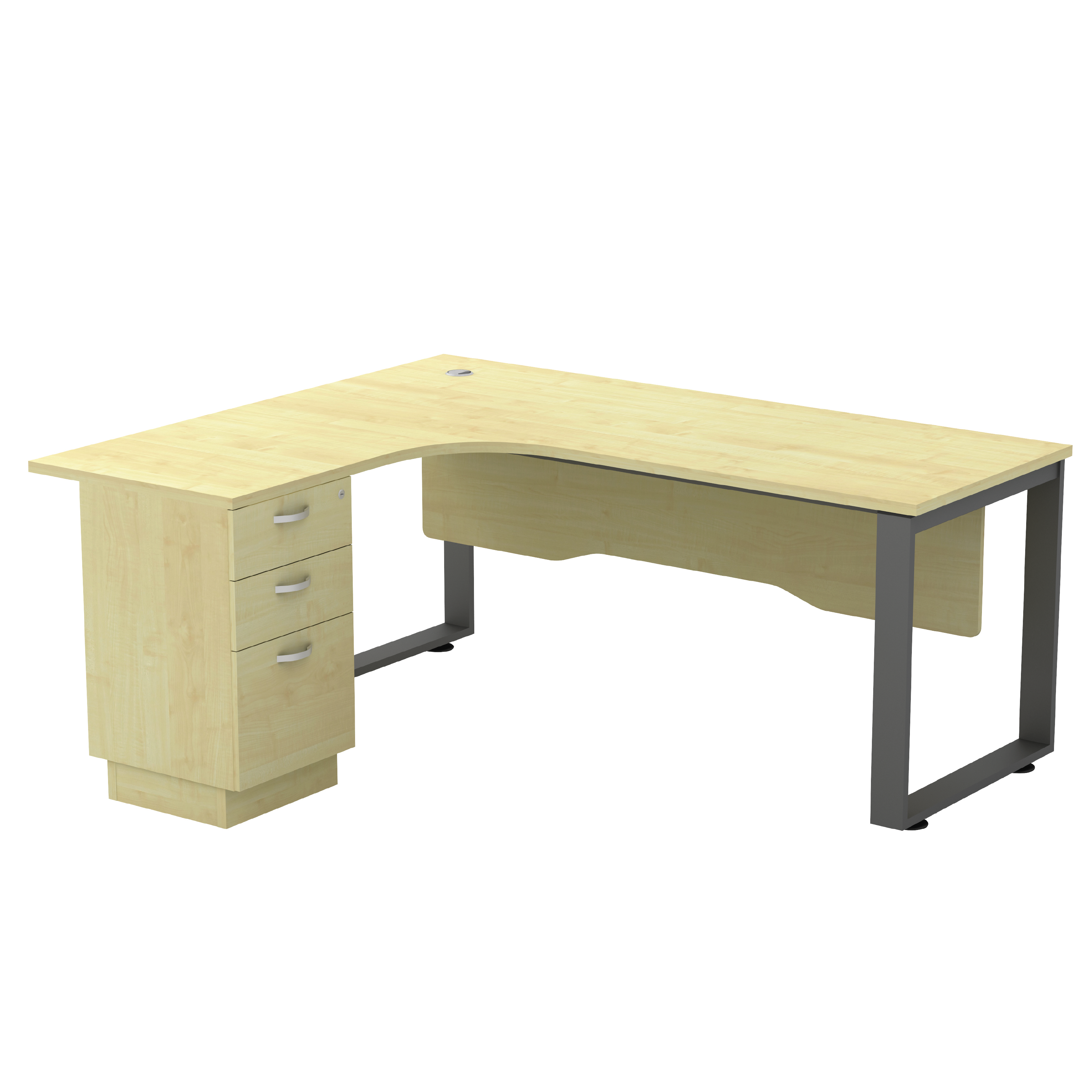 L-Shape Office Desk wth 2D1F Fixed Pedestal - SQ