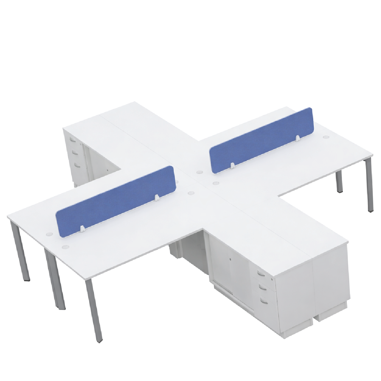 UT Workstation L-Shape Top Set - 4 Seater only (2400W x 1500D x 750H mm)