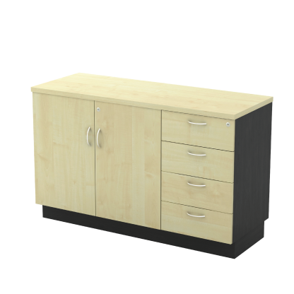 Swinging Door + Fixed Pedestal 4 Drawer (4D) Low Cabinet - MAPLE (T)