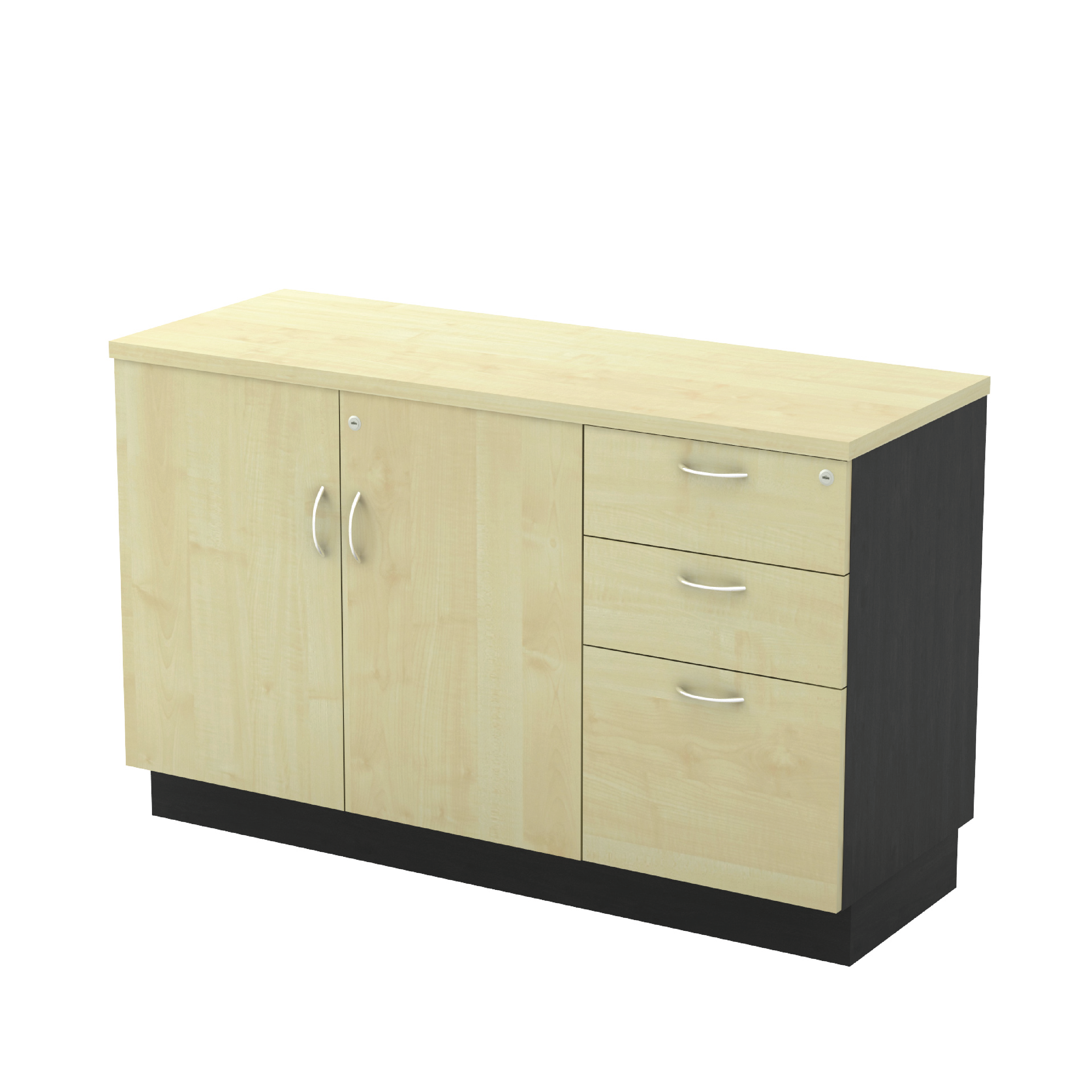 Swinging Door + Fixed Pedestal 2 Drawer 1 File (2D1F) Low Cabinet - MAPLE (T)