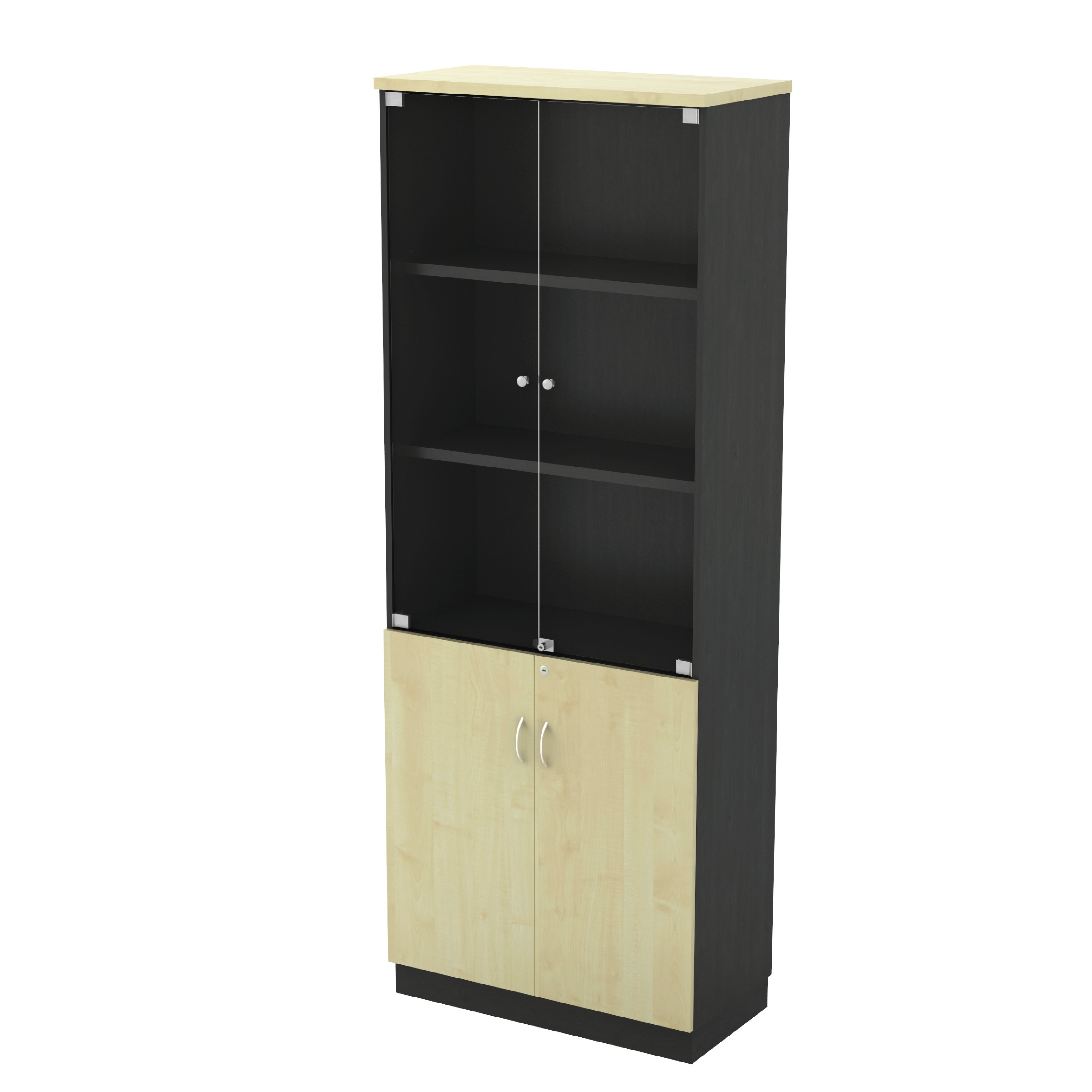 Swinging Glass Door Full Height Cabinet - Maple (T) - 2110H mm