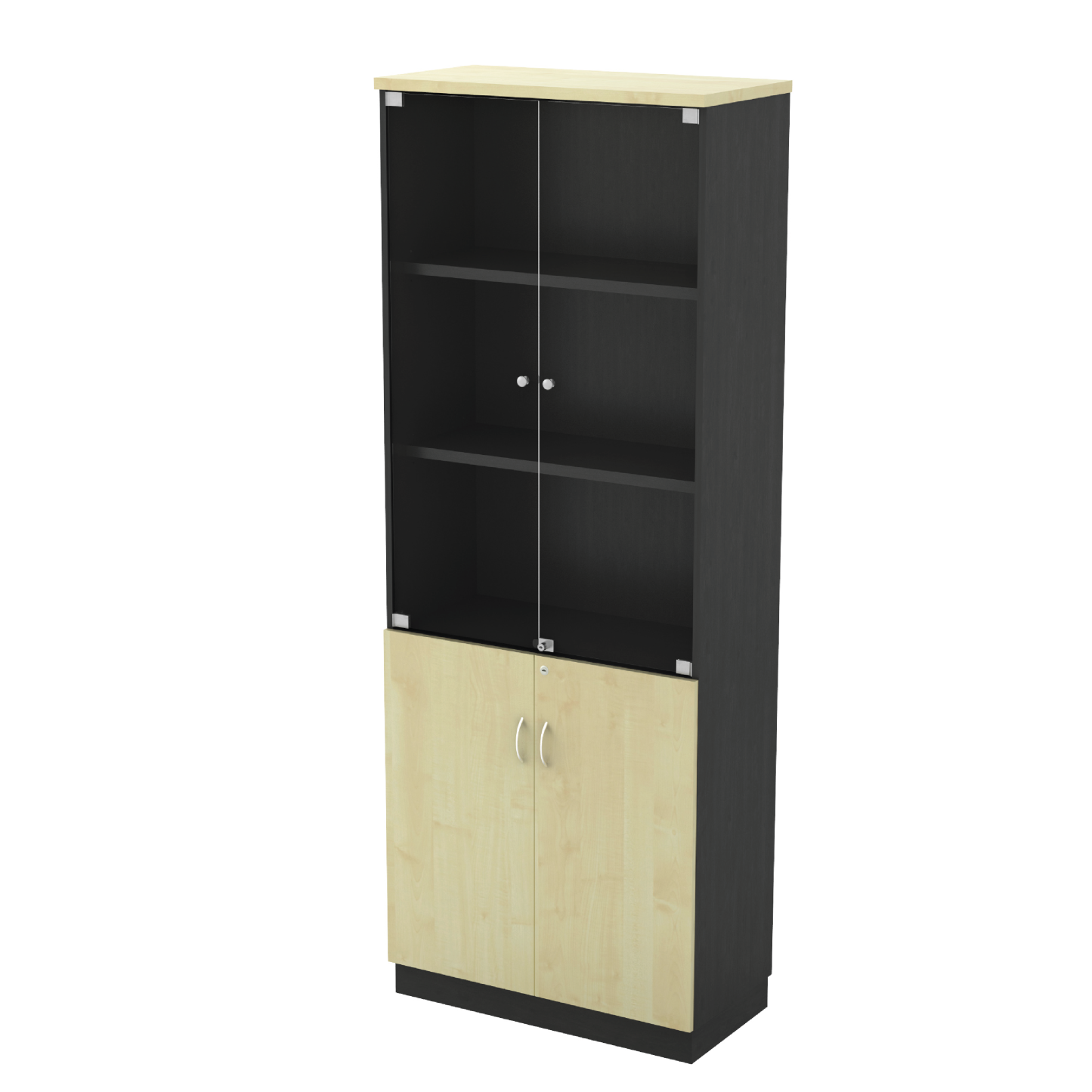 Swinging Glass Door Full Height Cabinet - Maple (T) - 2110H mm