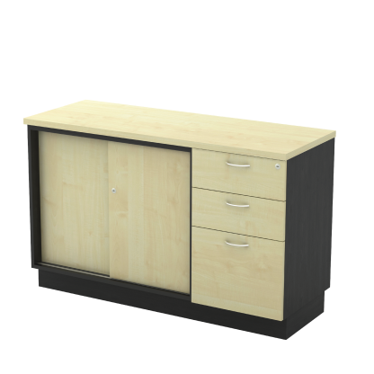 Sliding Door + Fixed Pedestal 2 Drawer 1 File (2D1F) Low Cabinet - MAPLE (T)