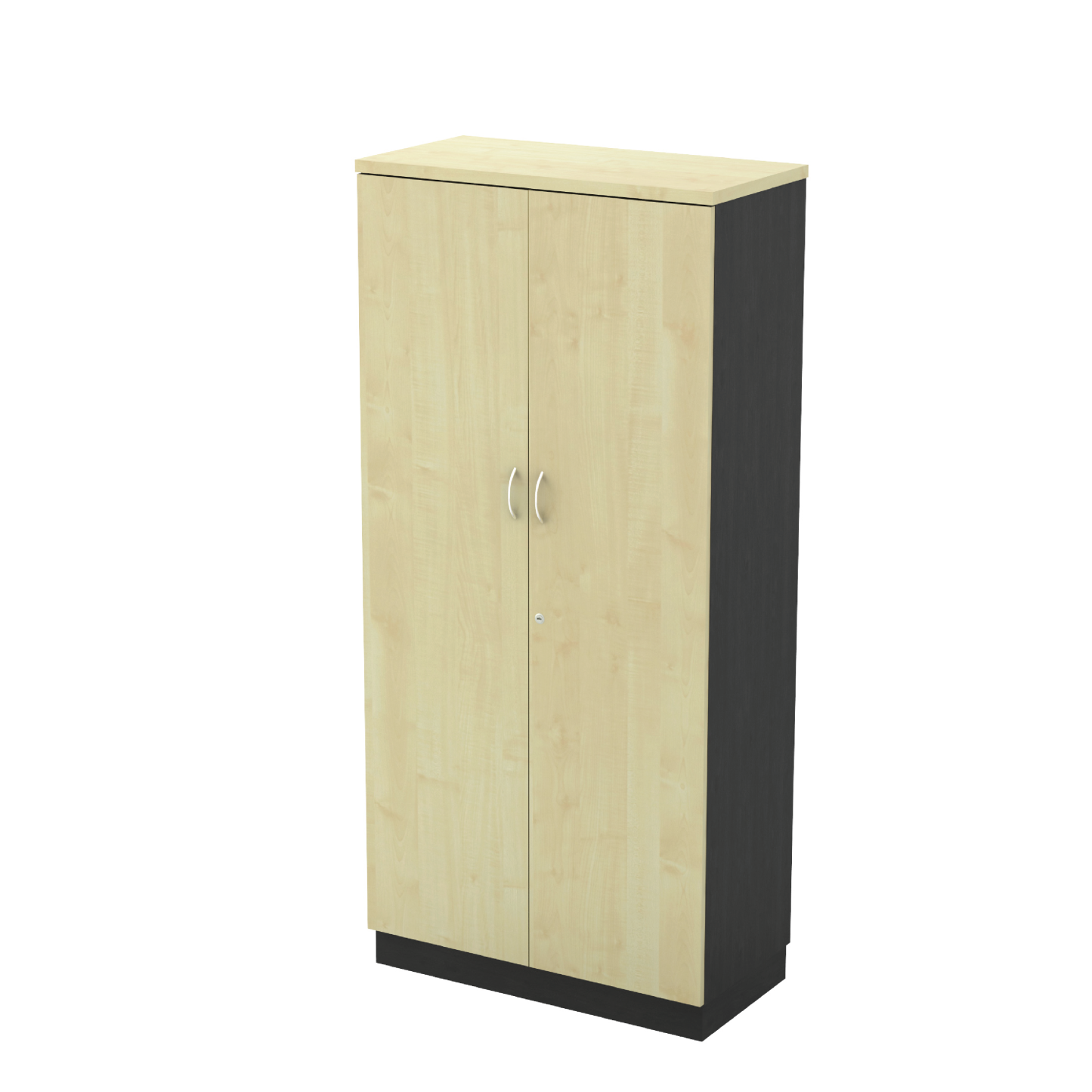 Executive L-Shape Work Table with 3 Drawer Fixed Pedestal + Combination of Swinging Door Cabinets (T)