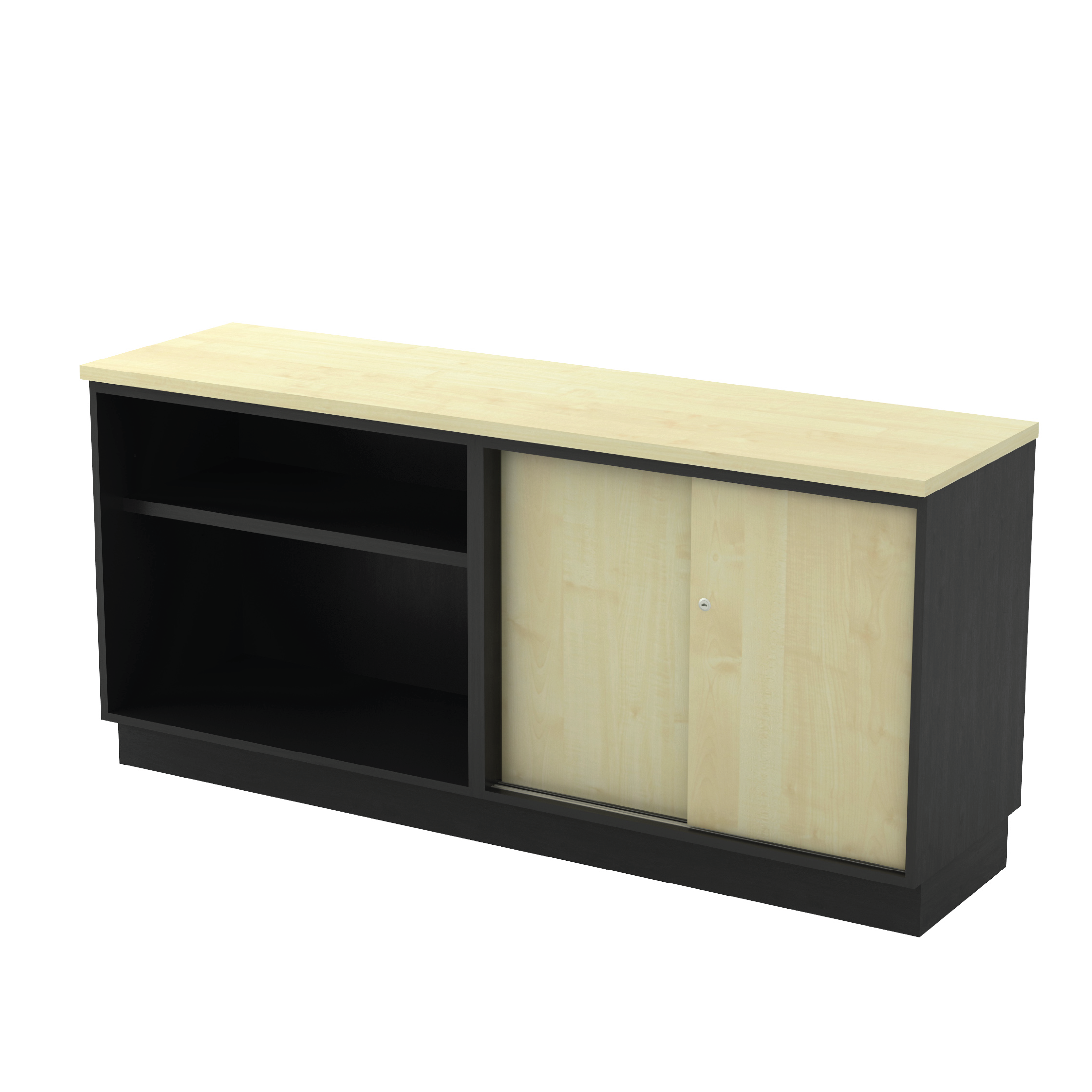 Open Shelf + Sliding Door Low Cabinet - MAPLE (T)