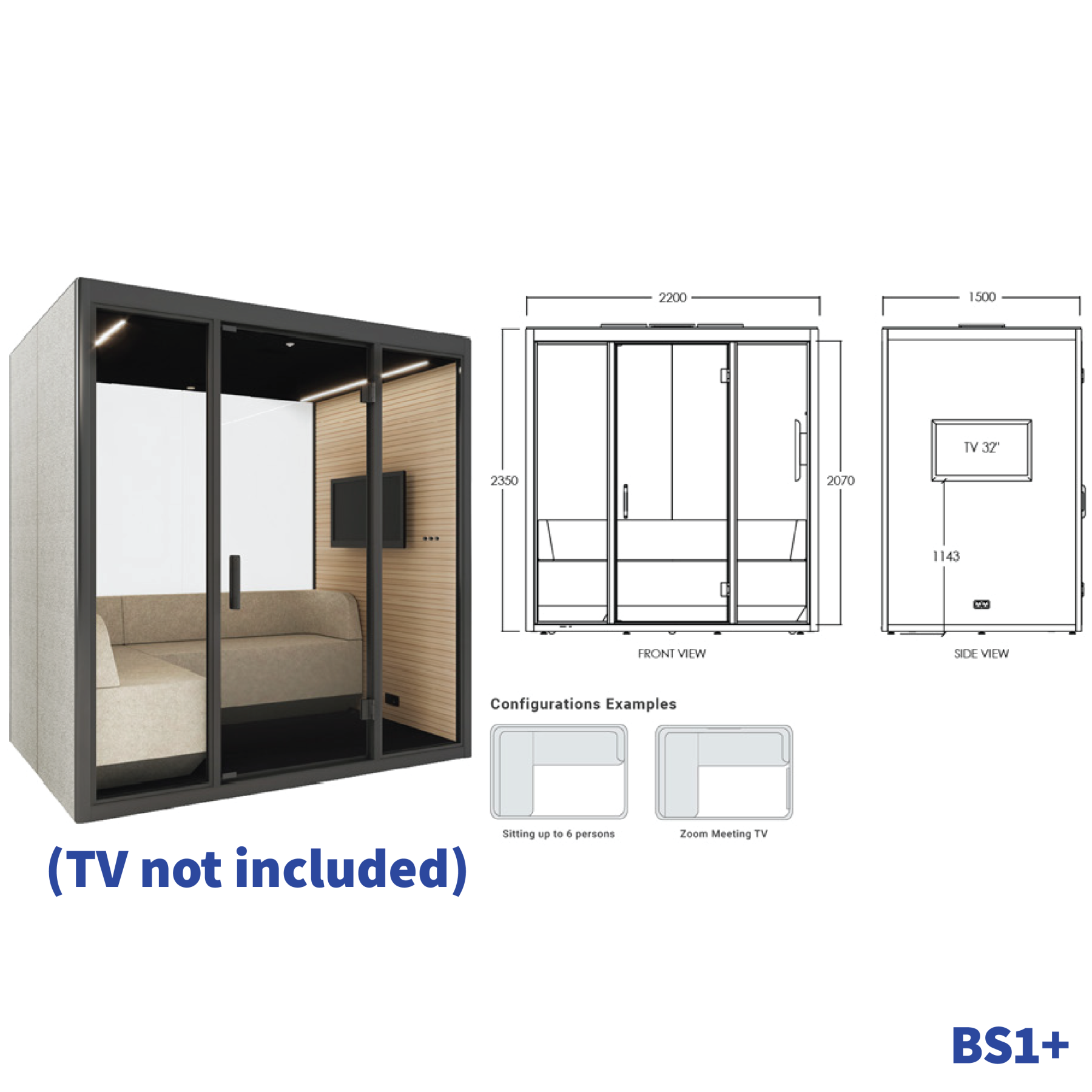TEAM Pod + | Sharing Pod+ | Office Tele-Booth | Office Phone Booth - For Up to 6 Seater (Kindly contact us before order)