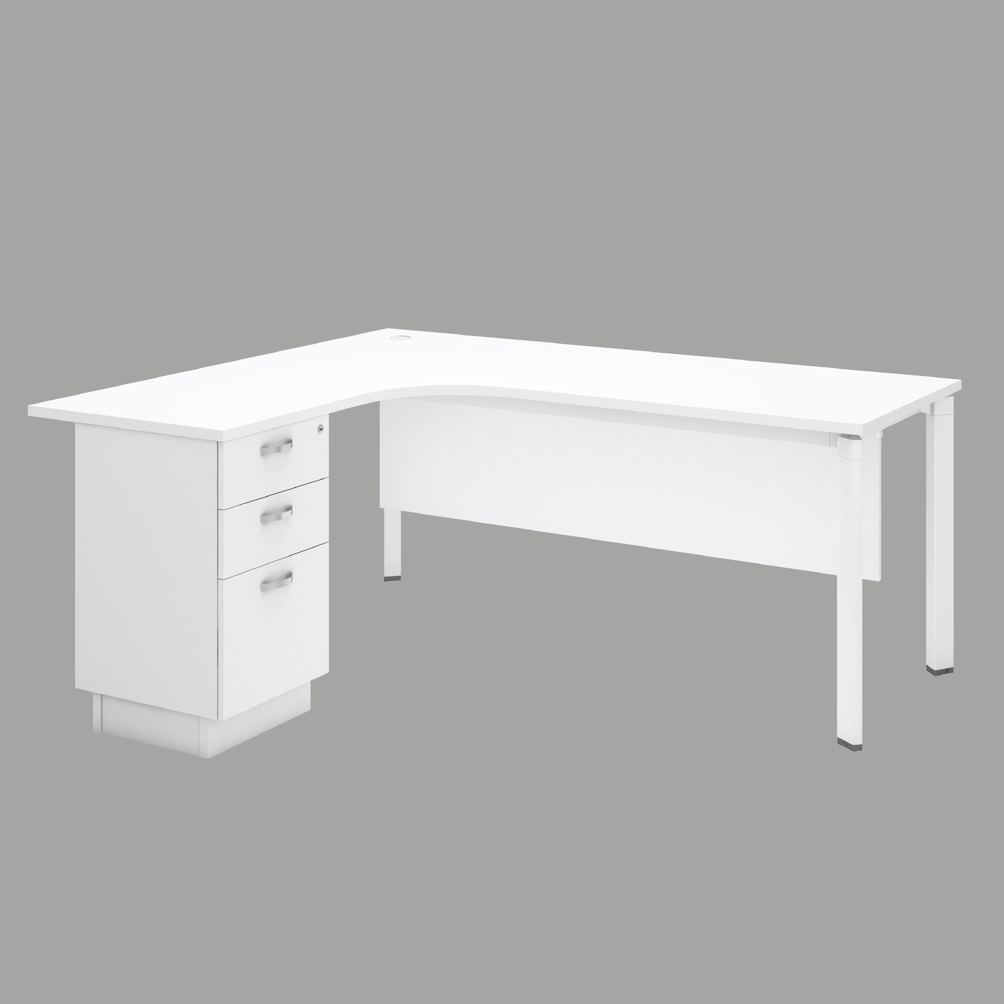 L-Shape Office Desk with 2 Drawer+1 File Drawer Fixed Pedestal (UT)