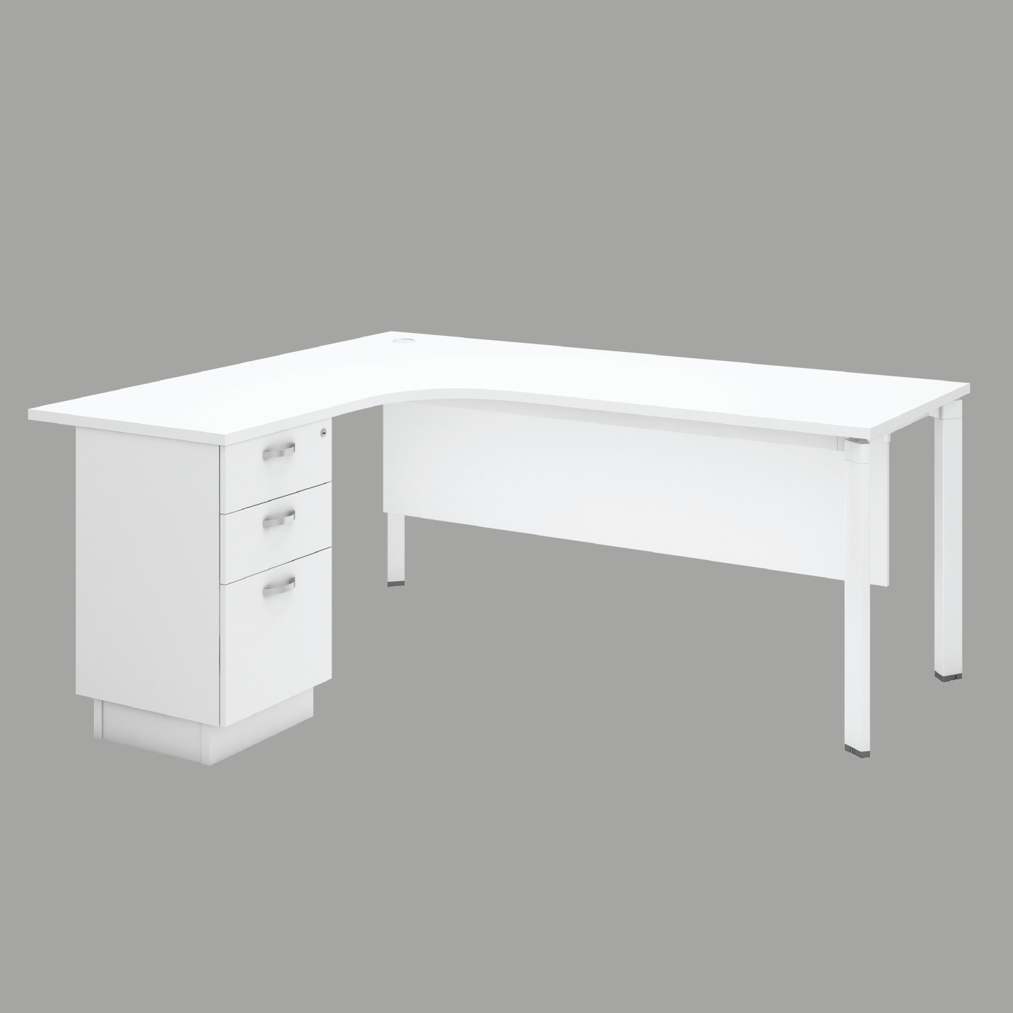 L-Shape Office Desk with 2 Drawer+1 File Drawer Fixed Pedestal (UT)