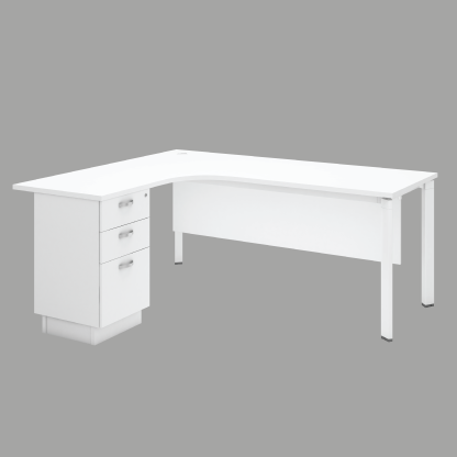 L-Shape Office Desk with 2 Drawer+1 File Drawer Fixed Pedestal (UT)