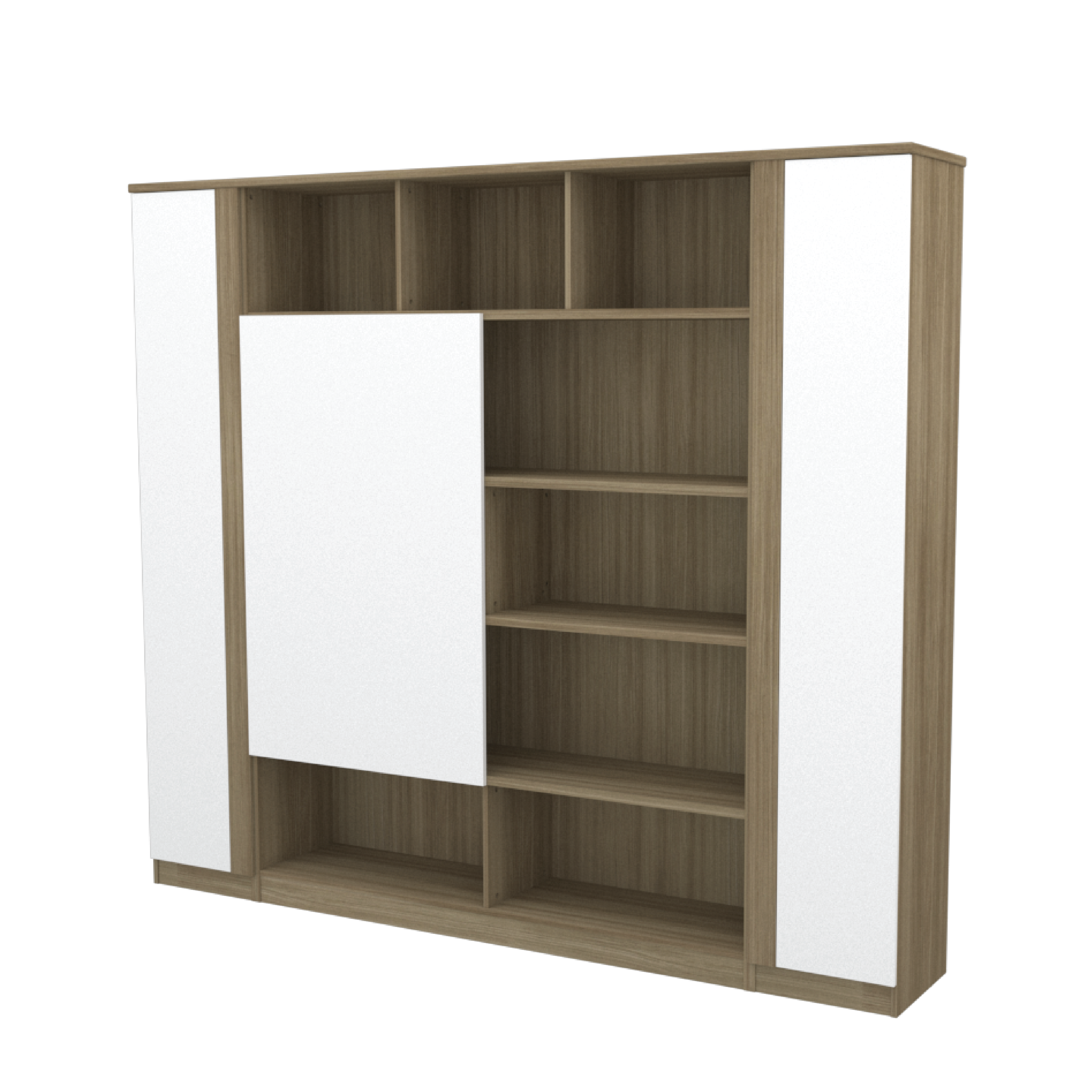 TENSOR Open Shelf + Sliding Door + Swinging Door High Cabinet - ZEN (V) - 2110H mm