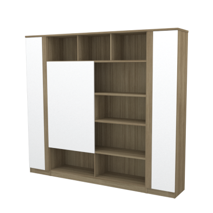 TENSOR Open Shelf + Sliding Door + Swinging Door High Cabinet - ZEN (V) - 2110H mm