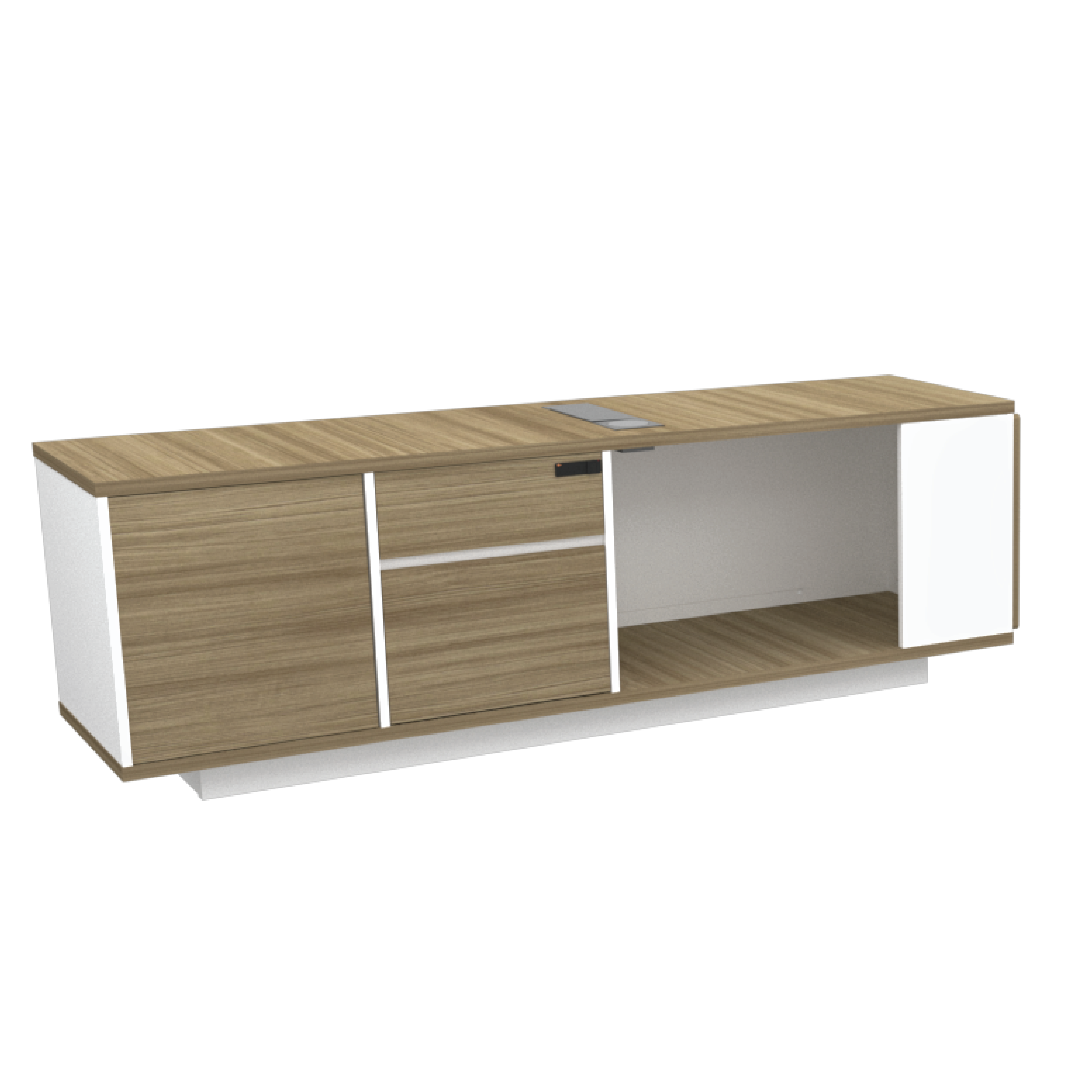 TENSOR Open Shelf + Swinging Door + Fixed Pedestal 1D1F Dual Side Cabinet