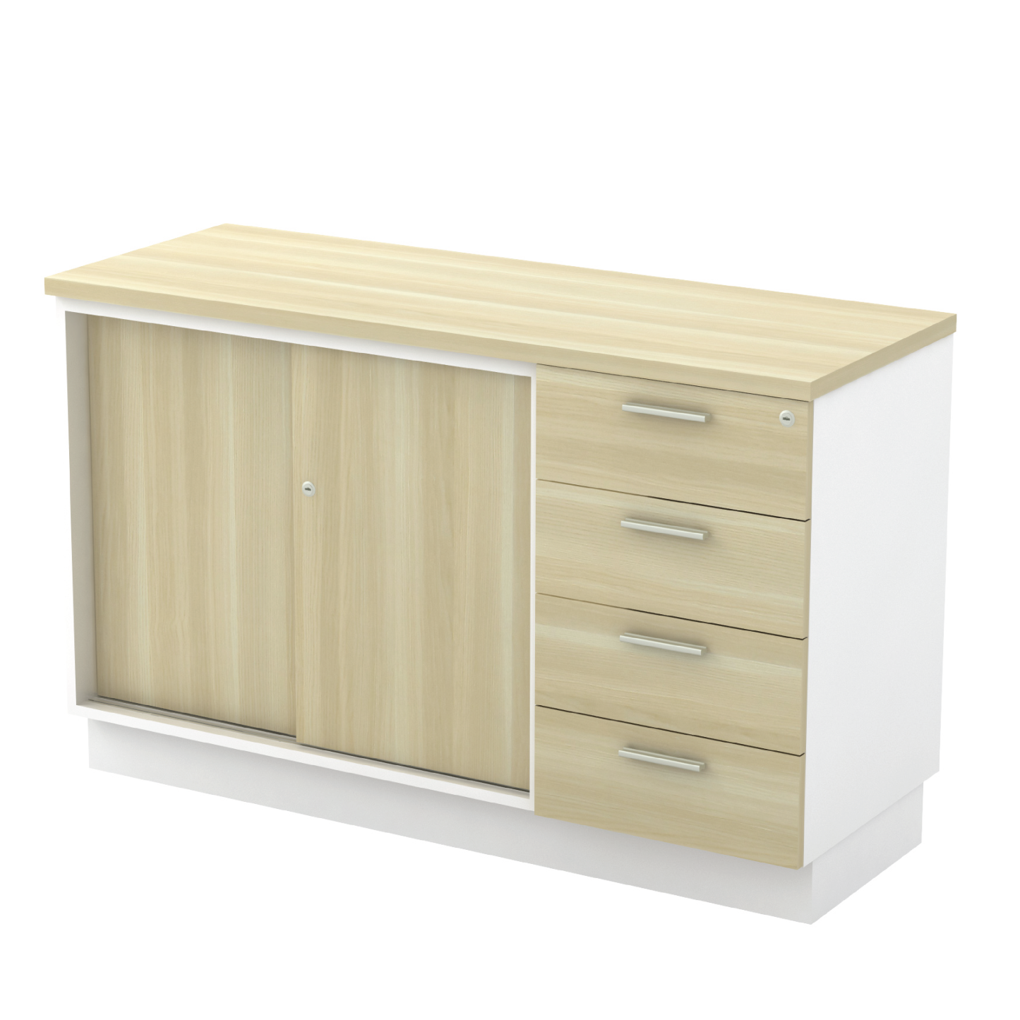 Sliding Door + Fixed Pedestal 4D Low Table Side Cabinet (B)