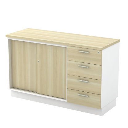Sliding Door + Fixed Pedestal 4D Low Table Side Cabinet (B)