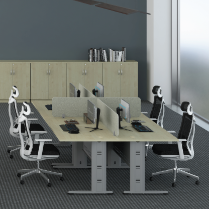 4 Seater Workstation with Hanging Partition - J Leg (Q)