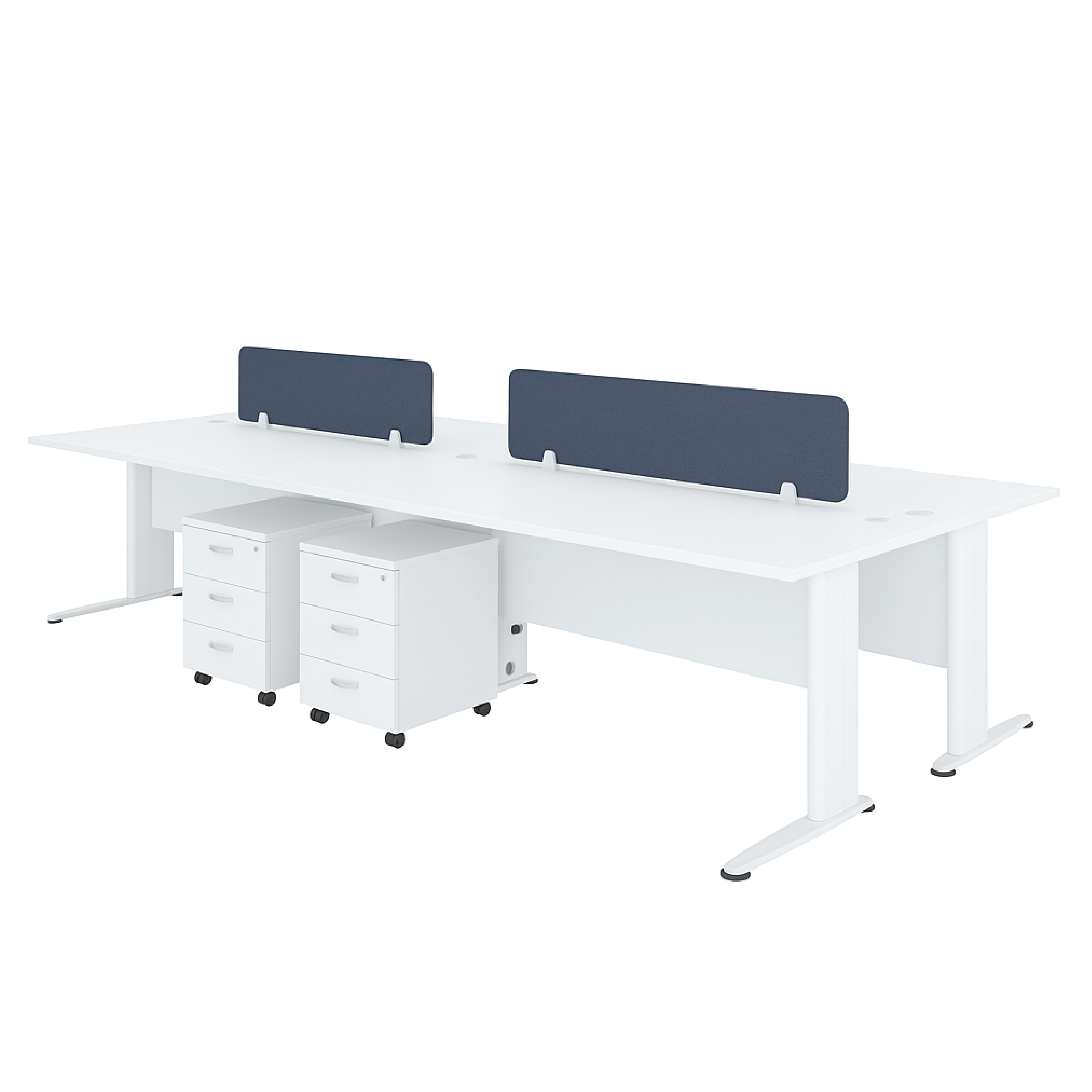 Basic 4 Workstation with 3D Mobile Pedestals (H) (Budget Office Workstation)