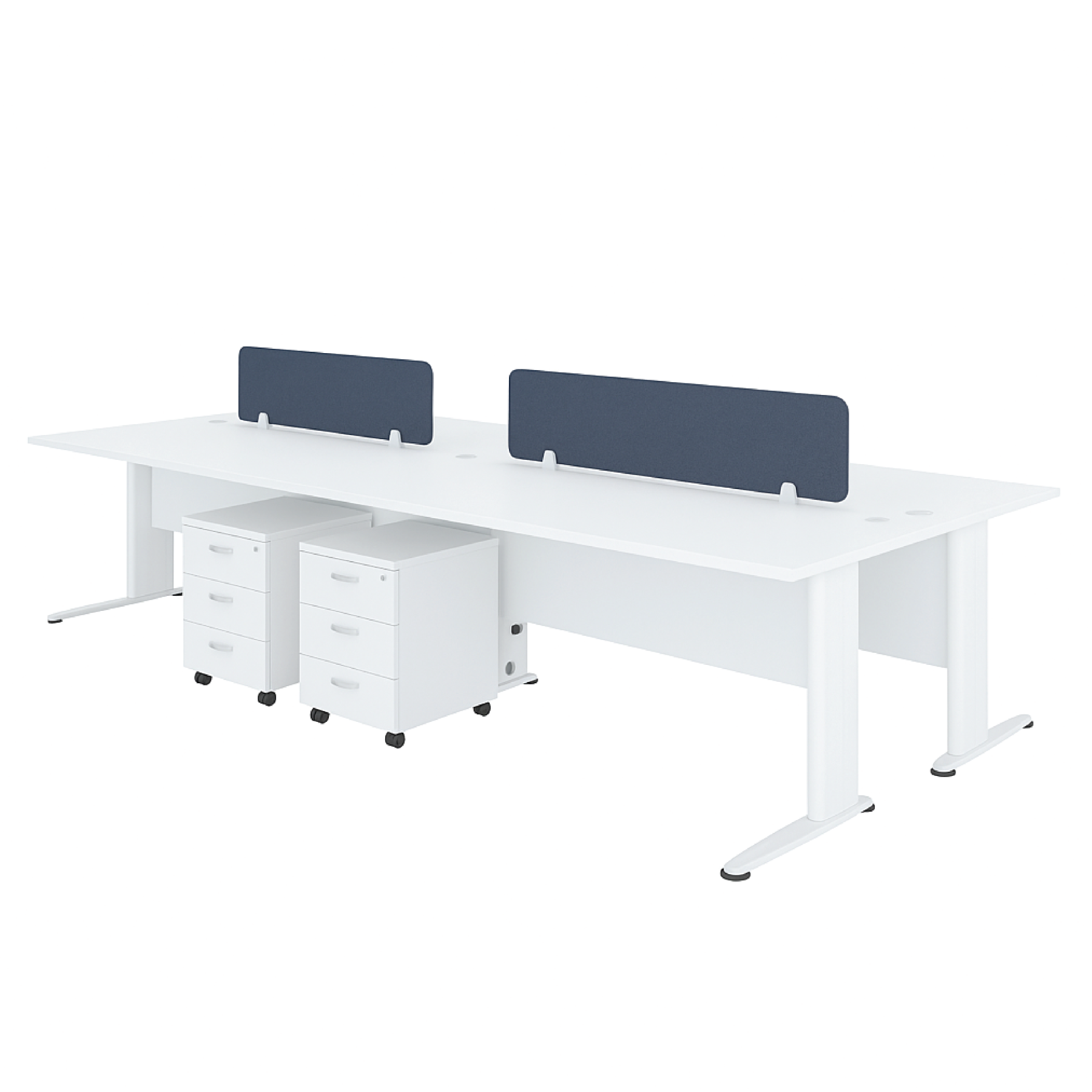 Basic 4 Workstation with 3D Mobile Pedestals (H) (Budget Office Workstation)