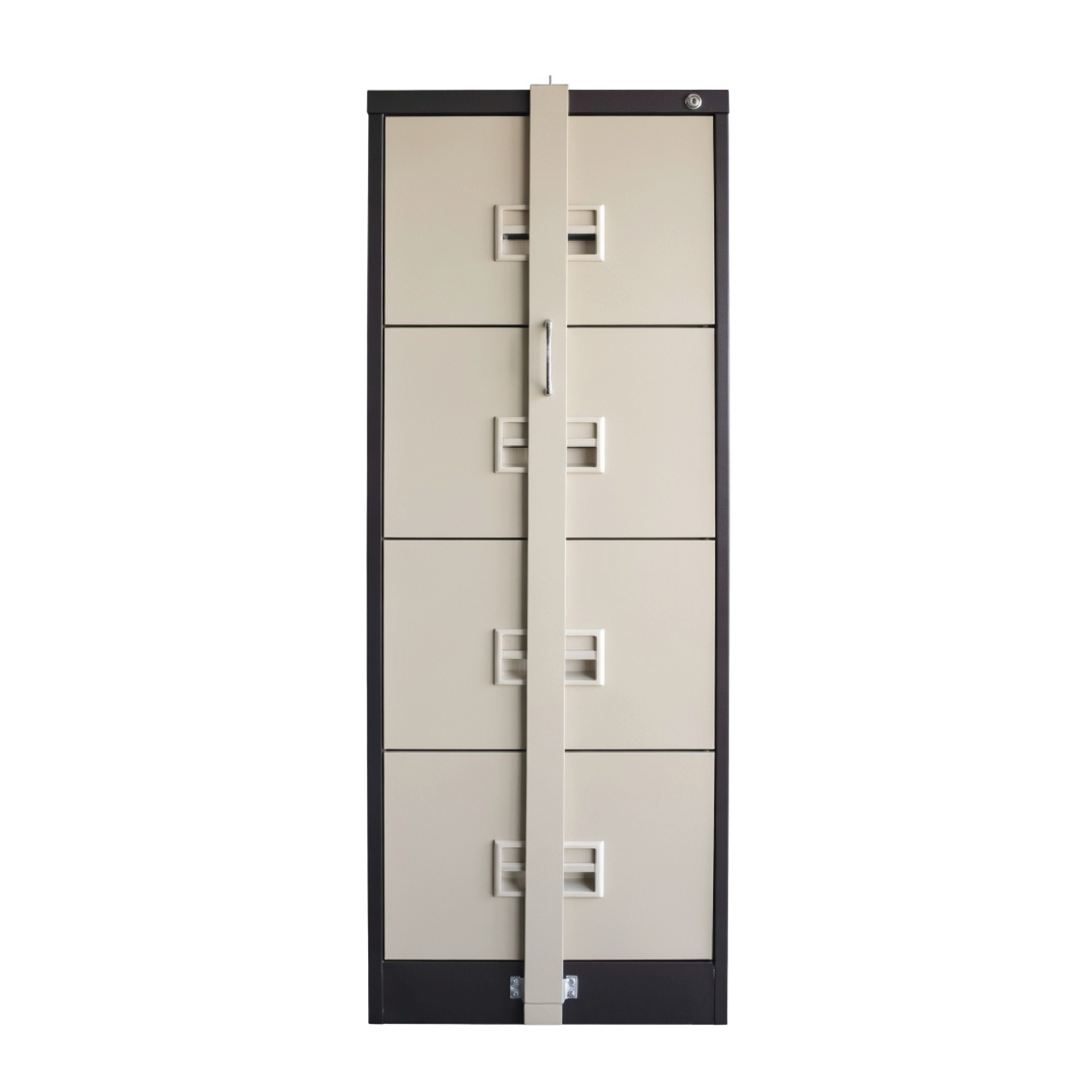 4 Drawer Filing Cabinet with Recess Handle + Locking Bar