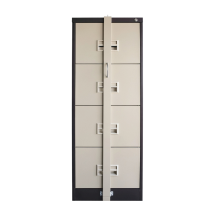 4 Drawer Filing Cabinet with Recess Handle + Locking Bar