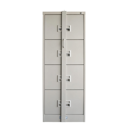 4 Drawer Filing Cabinet with Recess Handle + Locking Bar