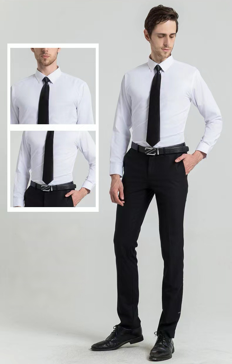 經典方領長袖純棉商務休閑襯衫