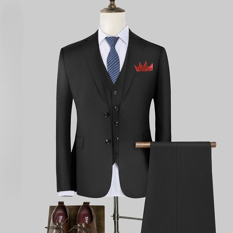 平駁領單粒扣西裝三件套