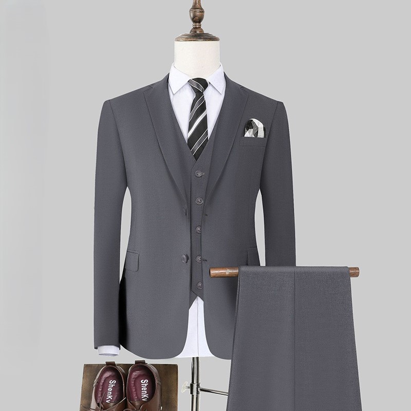 平駁領單粒扣西裝三件套