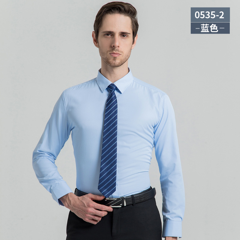 經典方領長袖純棉商務休閑襯衫