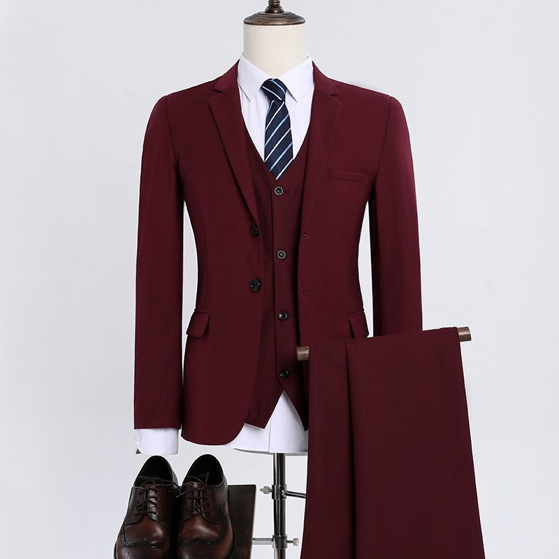 平駁領單粒扣西裝三件套