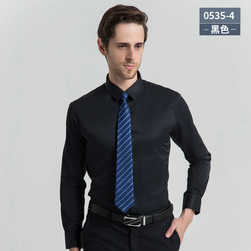 經典方領長袖純棉商務休閑襯衫