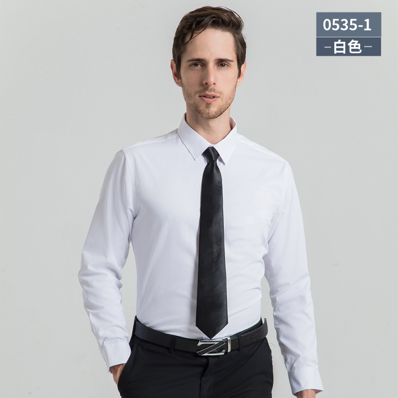 經典方領長袖純棉商務休閑襯衫