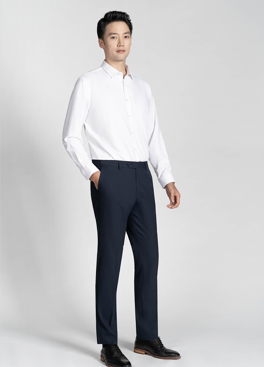 夏季抗菌男士西裝褲男絲光羊毛西裝褲透氣竹纖維可機洗