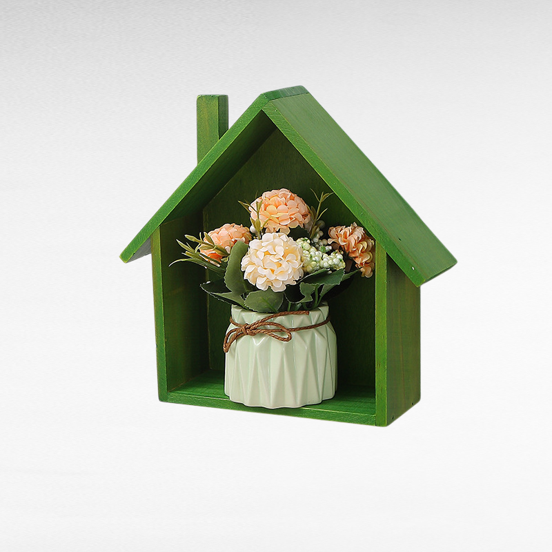 Cute little house on solid wood wall rack room kindergarten restaurant wooden storage decorative she