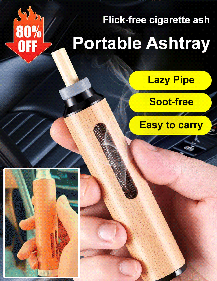 Portable ashtray with flick-free ashtray