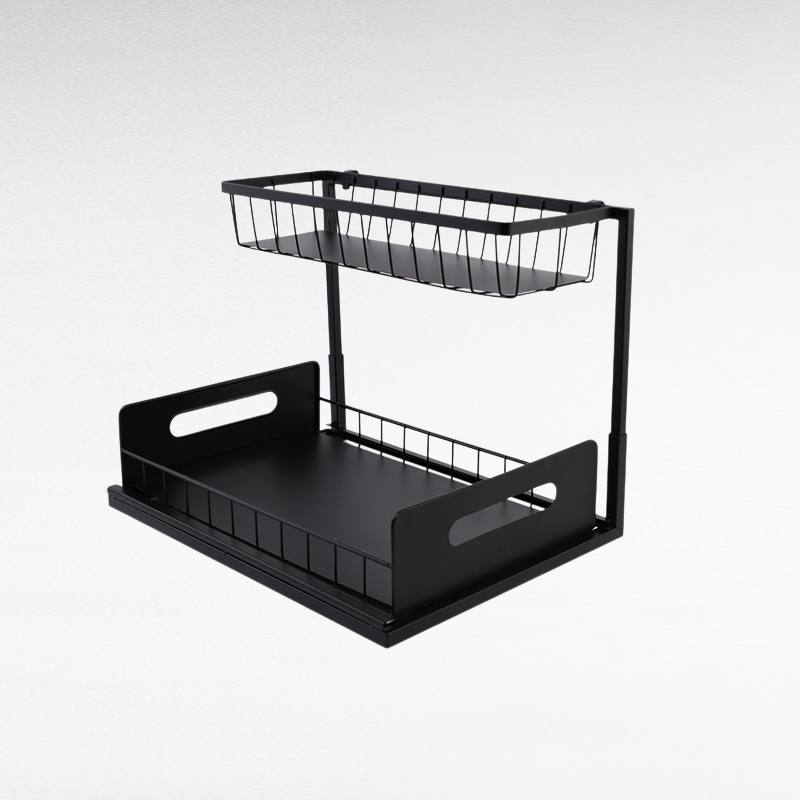 Double-layer pull-out multifunctional storage rack